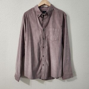 Mens Corduroy Button Front Long Sleeve Shirt